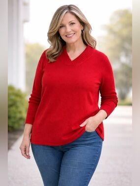 c.s.t. sport vintage red long sleeve cozy sweater